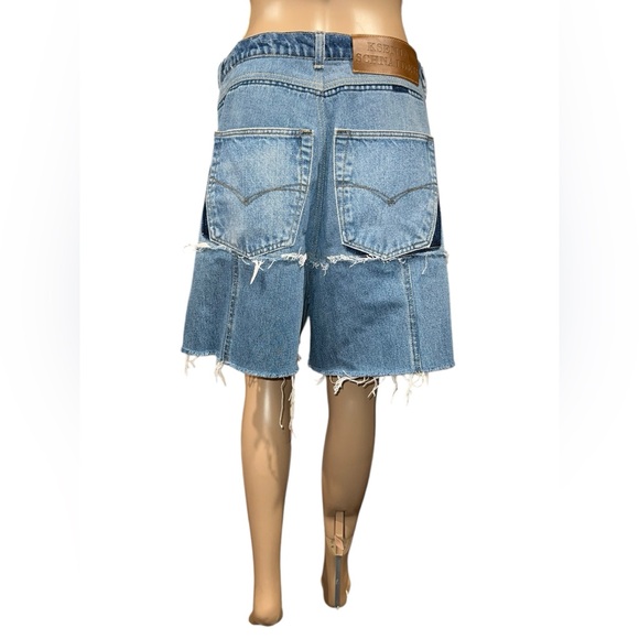 NWOT Ksenia Schnaider Shorts Womens Fringed Blue Denim High Waisted Size XL - Picture 3 of 15